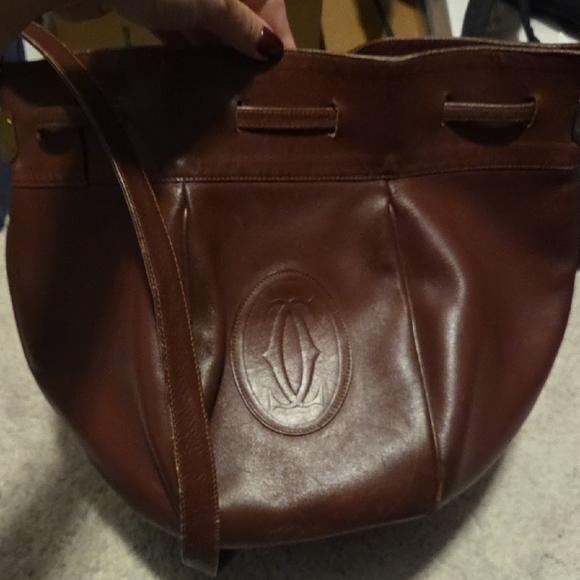 Cartier Handbags - Vintage Burgundy Leather Shoulder Bag